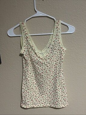 Love on a Hanger Cherry Print Ruched Tank Top Coquette Cottagecore Small